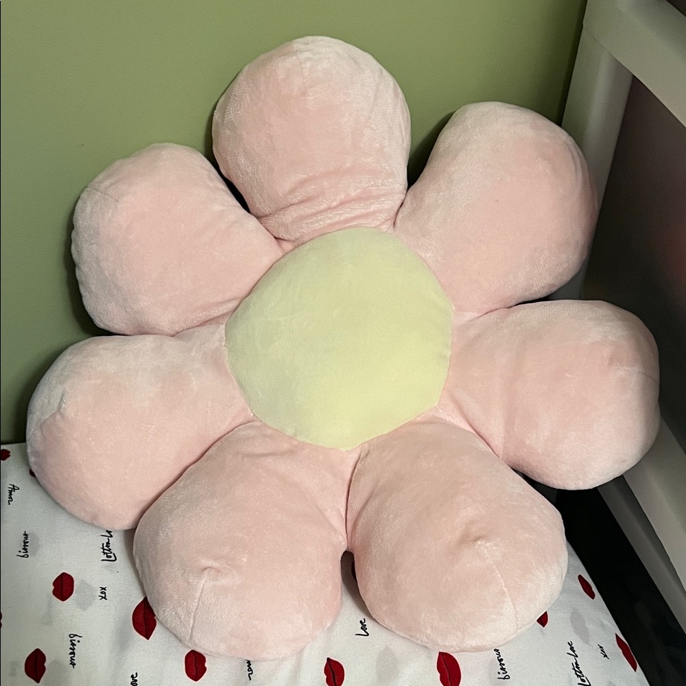 Pink and Cream Flower Pillow